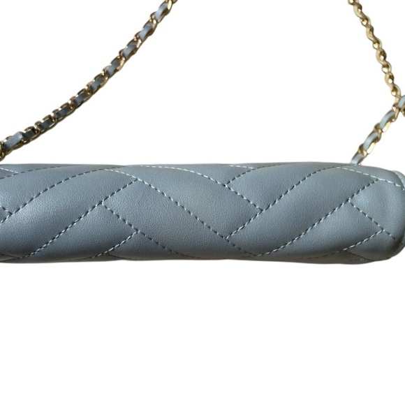 Bebe Blue and Gold Quilted Crossbody Bag with Chain Strap - Picture 5 of 7